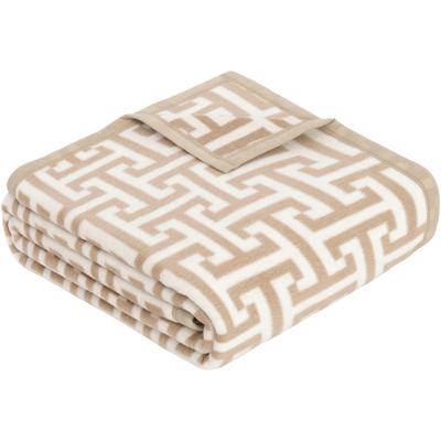 Wohndecke IBENA "Jacquard Decke Cambridge", beige, B:150cm L:200cm, Mischgewebe, Wohndecken, Wohndecke, mit schlichtem Labyrinth-Monogramm