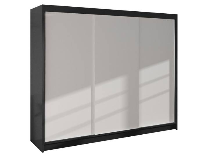 MIRJAN24 Schiebetürenschrank Derby II, Kleiderschrank, Stilvoll Schlafzimmer Garderobenschrank (Farbe: Schwarz / Weiß)