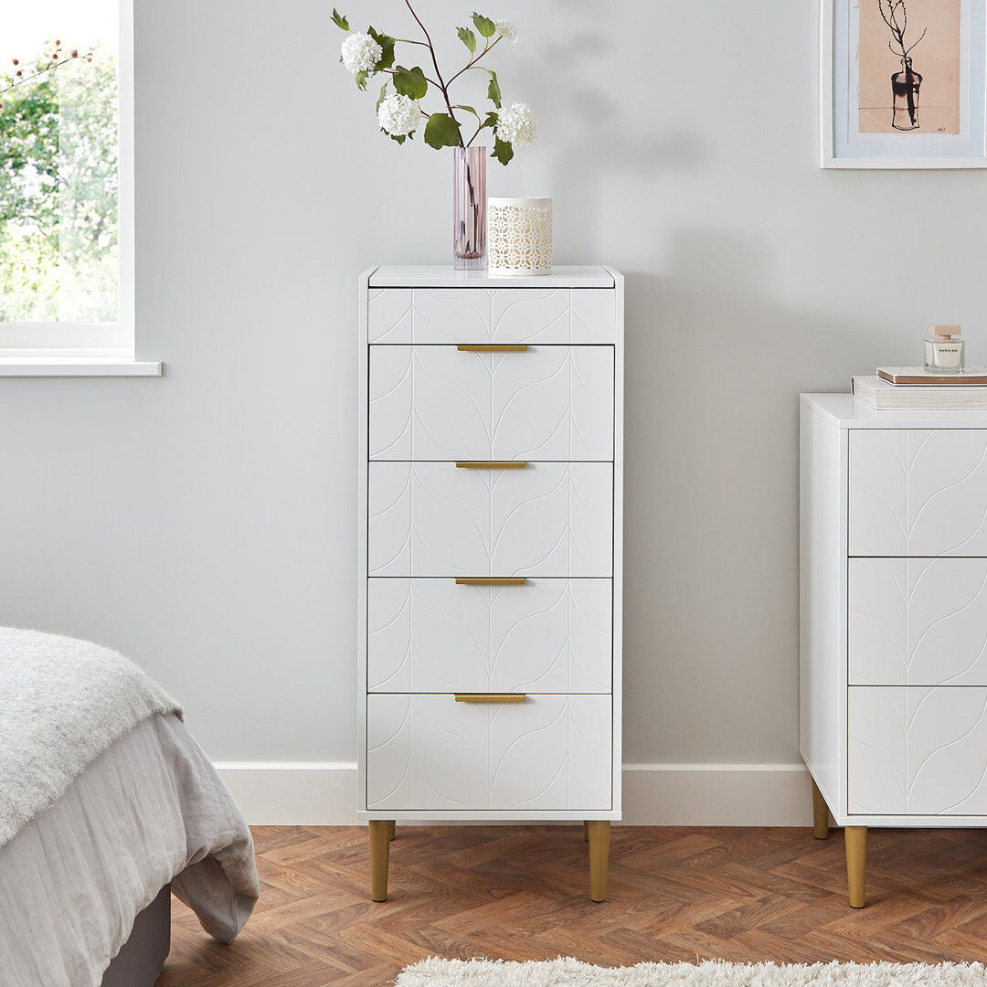 Fjørde & Co Adams 46 cm W Chest of 4 Drawers White 110cm H X 46cm W X 40cm D