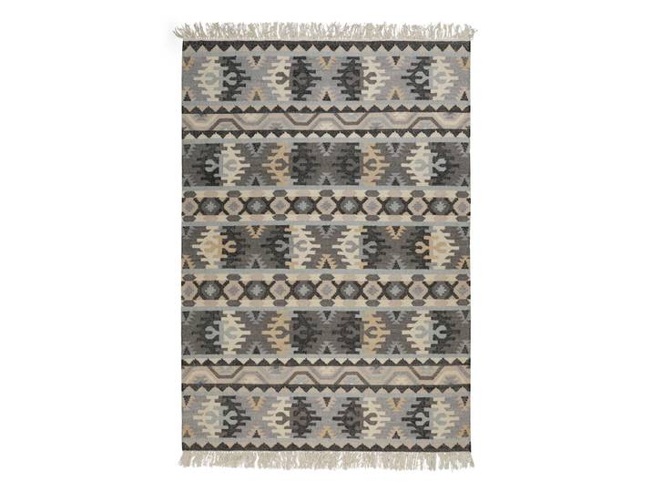 Tapis kilim pure laine tissé main ethnique chic à franges 80x150