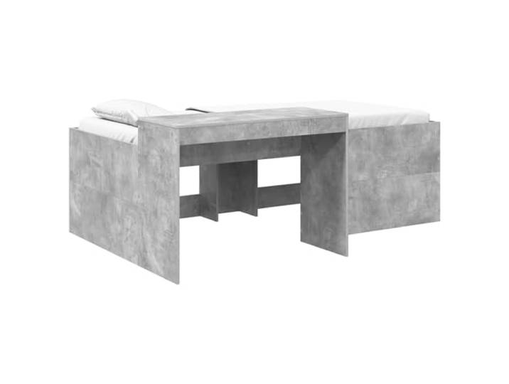 HFXHIJXQ Hochbett mit Schreibtisch Betongrau 75x190 cm Platzsparende Bett-Kombination aus Holzwerkstoff mit Arbeitsfläche und Lattenrost für Schlafzimmer und Home-Office.
