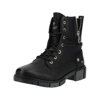 Schnürstiefelette MUSTANG SHOES "Mustang Shoes Stiefelette Lederimitat", Damen, Gr. 38, schwarz, Lederimitat, Schuhe Schnürstiefelette
