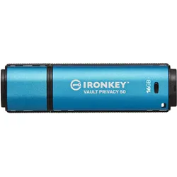 Kingston IronKey Vault Privacy 50 (16 GB, USB-A), USB Stick, Blau