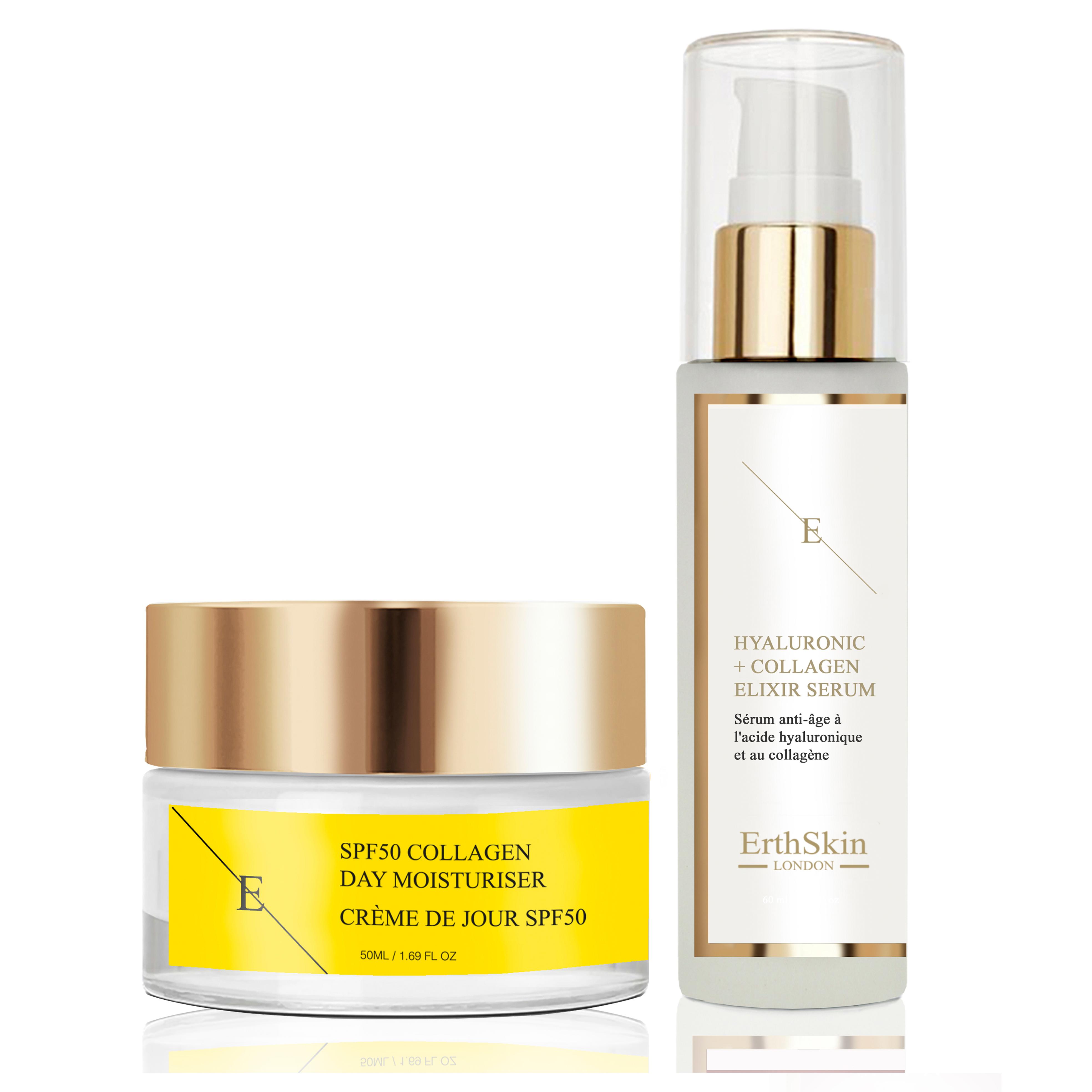 SPF50 KOLLAGEN TAGESCREME 50ML + Hyaluronsäure & Kollagen Serum - 60ml