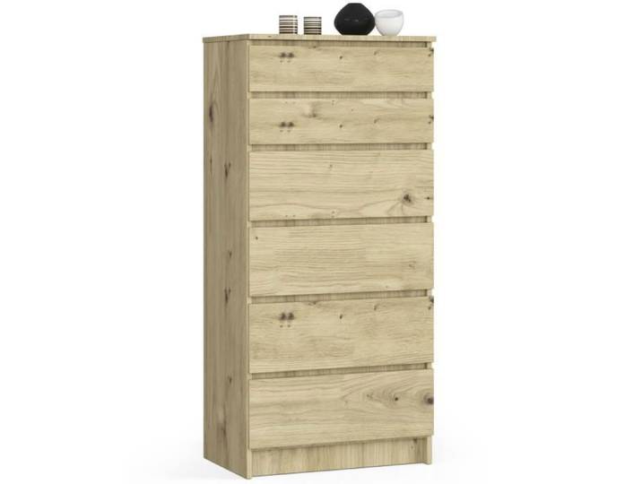 Commode AKORD K60 Chêne Artisan 60 cm 6 tiroirs façade Chêne Artisan 60x40x130 cm