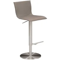 Moderner Barhocker aus Echtleder in Taupe Stahl Gestell