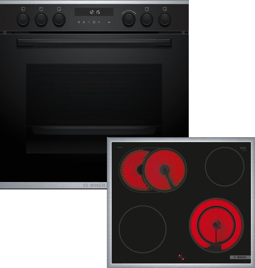 Bosch HEG278BB3 + NKN64RGA2E, Keramik, 4 Zone(n), Glaskeramik, Schwarz, Berührung, 58,3 cm