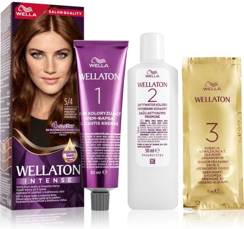 Wella Wellaton Intense coloration cheveux permanente à l'huile d'argan teinte 5/4 Chestnut 1 pcs