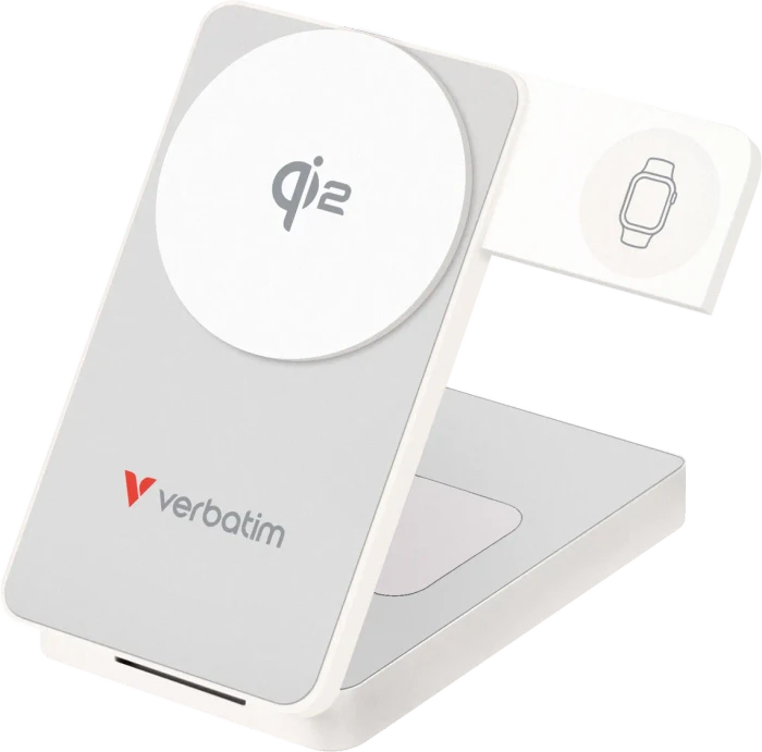 VERBATIM Charge 'n' Go 3-in-1 Qi2 Power Bank 10 000 mAh, weiß