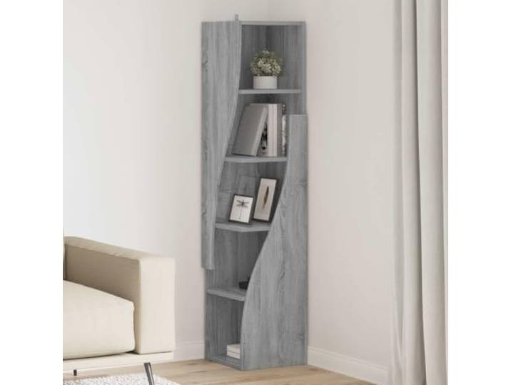 GPWERSDF Eckschrank 32x32x140cm Holzwerkstoff Sonoma-Grau mit Regalen Matte Oberfläche, platzsparendes Eckdesign, stabile Regale, vielseitig nutzbar, einfache Wandmontage