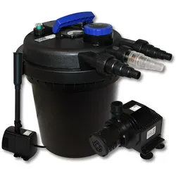 Wiltec, Brunnen + Gartenteich, Druckfilter Set 6000l 11W UVC Klärer 65W Pumpe Springbrunnen 505