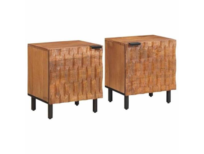 LMTYOENFG Nachttisch 2er-Set Braun 40x33x46 cm Mangoholz Beistelltisch Kompakte Schränke mit Scharniertür bieten blickdichten Stauraum für Schlafzimmer und Wohnbereich.