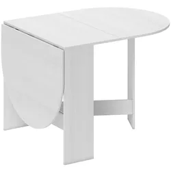 HOMCOM Ovaler Klapp-Esstisch, Platzsparender Ausziehtisch für Küche, Esszimmer, Wohnzimmer, Used-Look Weiß