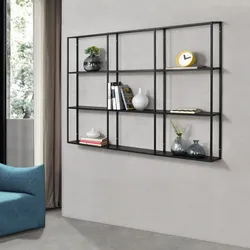 Wandregal Jelsa 130x18x110cm Schwarz [en.casa]