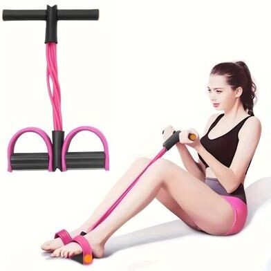 Uplift Essentials Six Tube Resistance Band Tensioner For Full Body Home Workouts pink