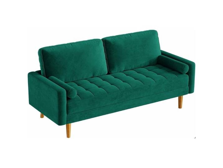 Canapé 3 Places en Velours Confortable Canapé Scandinave avec 2 coussins pour salon Fauteuil Moderne 78×176×85cm Vert