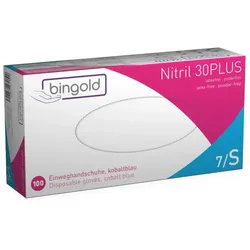 BINGOLD Nitril 30PLUS Einweghandschuhe Kobaltblau puderfrei 100 Stück - M