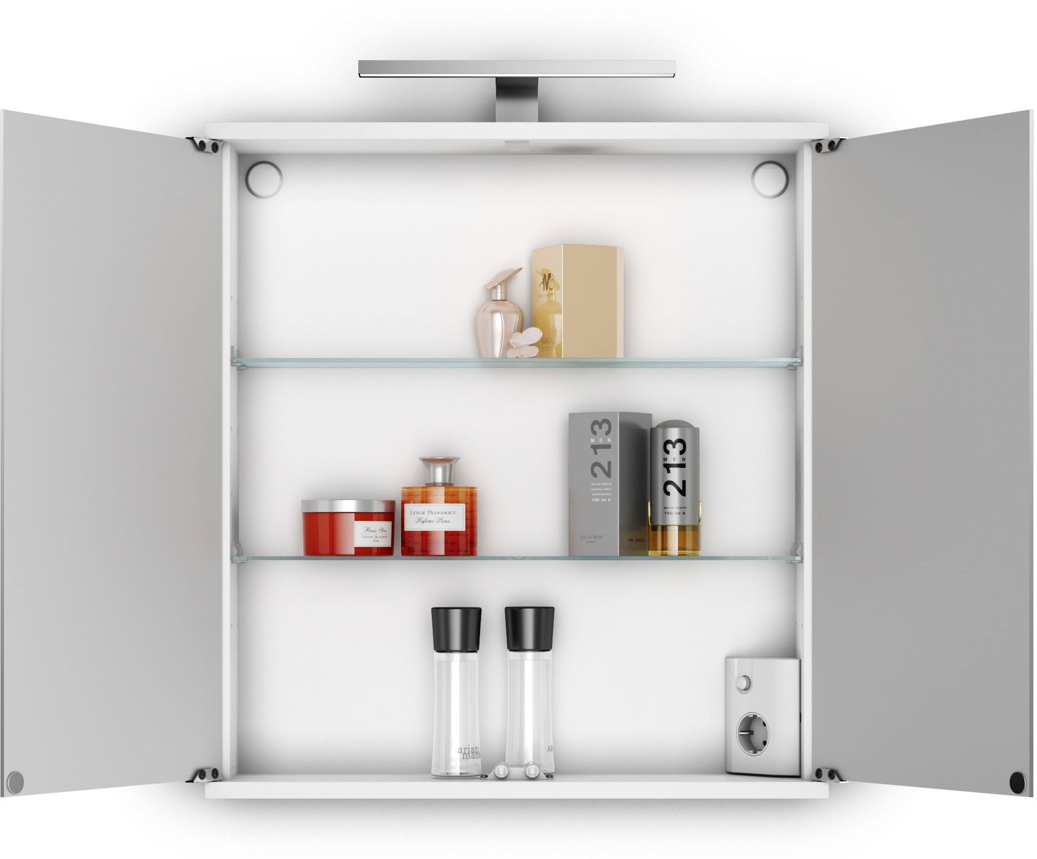 Spiegelschrank JOKEY "Kandi Bad mit LED Beleuchtung", weiß, B:60cm H:70,2cm T:19cm, MDF, Schränke, Spiegelschrank, 60 x 70,2 x 19,4 cm