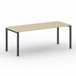 Bürotisch PRIMO SQUARE 200x80 cm, schwarzes Metallgestell, Birke