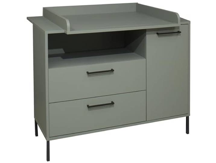 möbelando Wickelkommode >Ole< in Pine Green matt - 119x91x45cm (BxHxT)