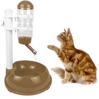 Snug & Styled Elevated Automatic Pet Water Feeder Bowl With Adjustable Stand For Cats, Rabbits & Small Dogs gold