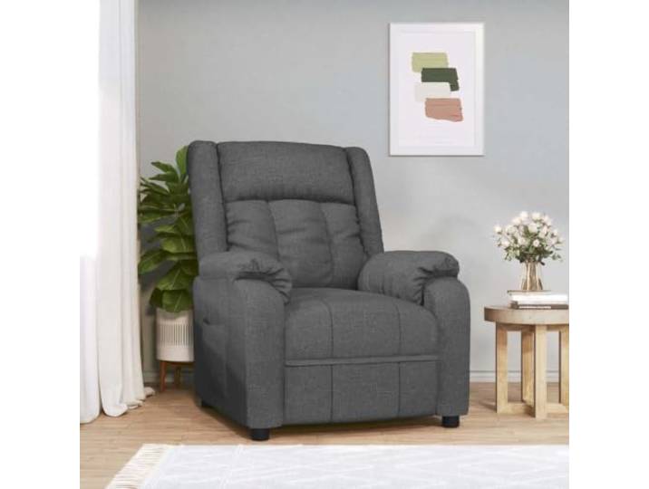 IBUQDDV Relaxsessel Dunkelgrau Stoff, Manuell Verstellbar in 3 Positionen, Gepolsterte Sitzfläche, breite Armlehnen, atmungsaktiv, langlebig, manuelle Liegefunktion, stabiler Holz Metall Rahmen