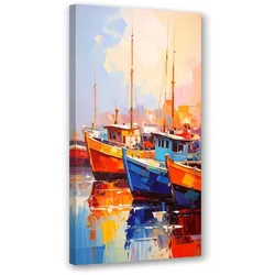 LEINWANDBILD Bunte Boote im Hafen 60x120cm