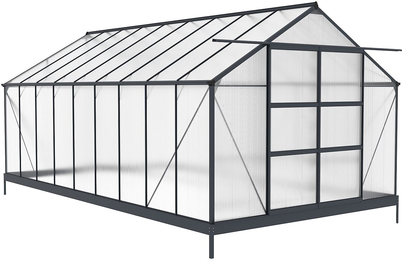 Vente-unique Gewächshaus aus Polycarbonat mit 16,9 m² Grundfläche - Anthrazit - IXORA