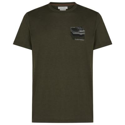 Icebreaker - Merino 150 Tech Lite S/S Tee Evolving Layers - Merinoshirt Gr M oliv