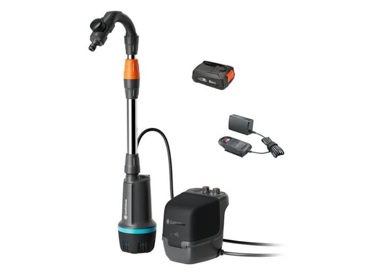 Gardena Pompe pour collecteur d’eau de pluie sur batterie 2400 ComfortAutomatic 18V P4A - Kit prêt à l'emploi: Pompe à eau automatique\, Arrosage programmé\, Fonction minuterie (14605-20)