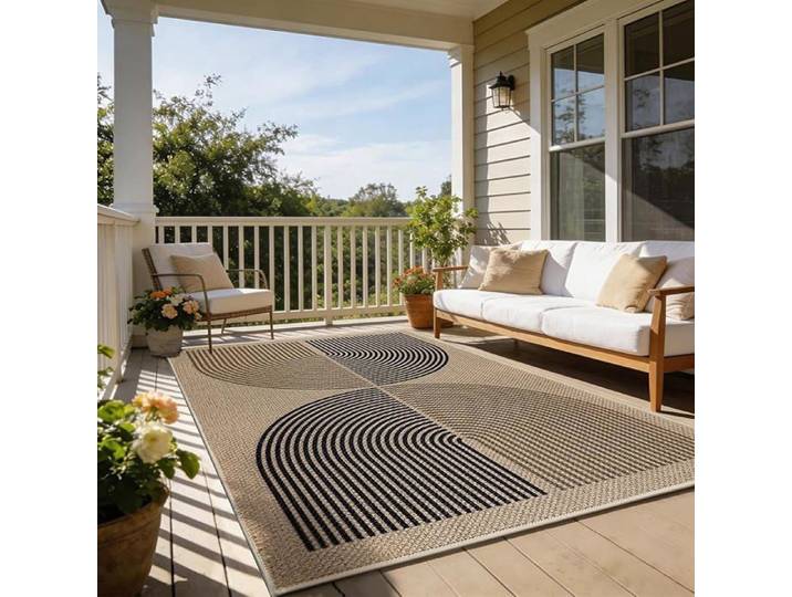 Tapis Salon 120x180cm Aspect Jute Tapis de Cuisine Naturellement Lavable Tapis 120 x 180 cm (Rectanguire) Noir et Marron