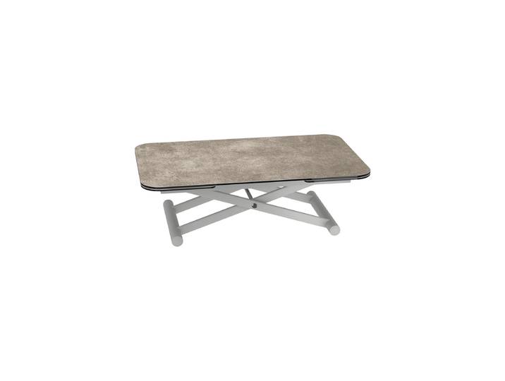 Höhenverstellbarer und ausziehbarer Design Ess- und Couchtisch „Enora“ Keramik Zementgrau Akante Design