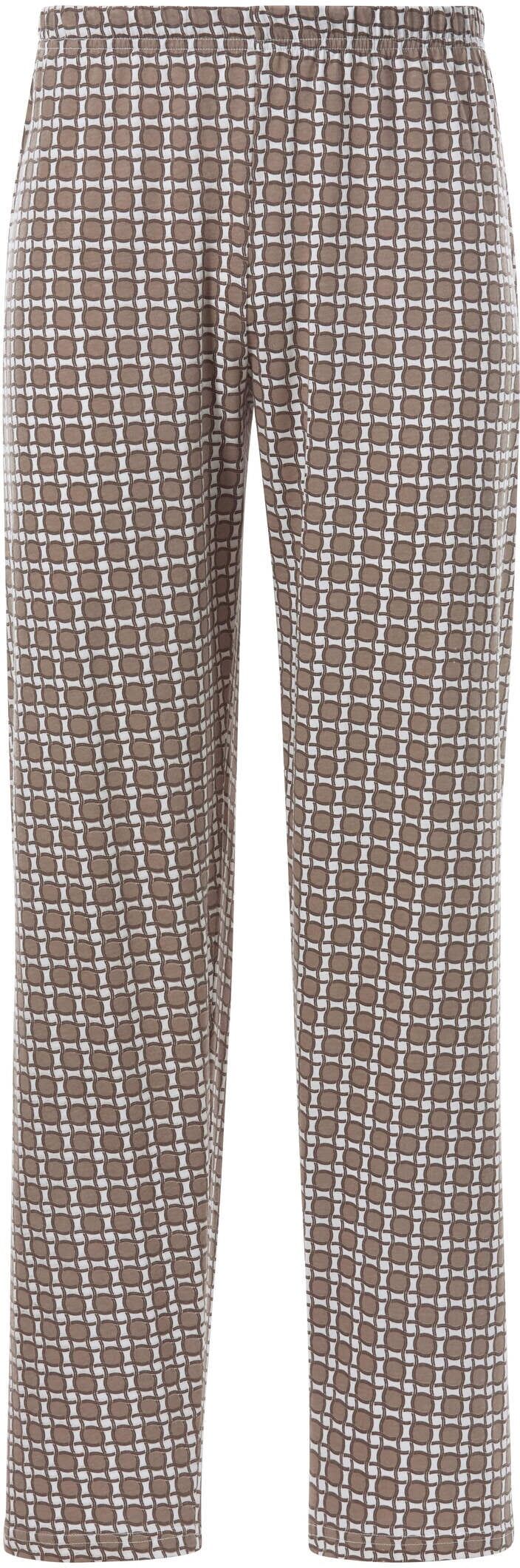 Schlafanzug WITT "Schlafanzüge Schlafanzüge mit gemusterter Hose 2 Stück", Herren, Gr. 56, beige (dunkeltaupe, ecru), Rundhals, Homewear-Sets Schlafanzug