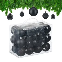 Relaxdays Weihnachtskugeln im 50er Set Schwarz,Silber