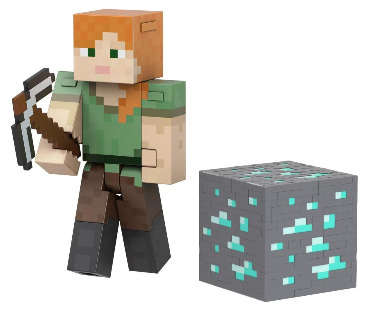 Mattel Minecraft Diamond Level Alex 14cm Verzamelbeeldje met metalen accessoires