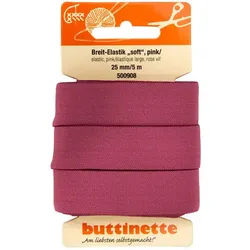 buttinette Soft-Gummiband "Breit-Elastik", pink, Breite: 25 mm, Länge: 5 m