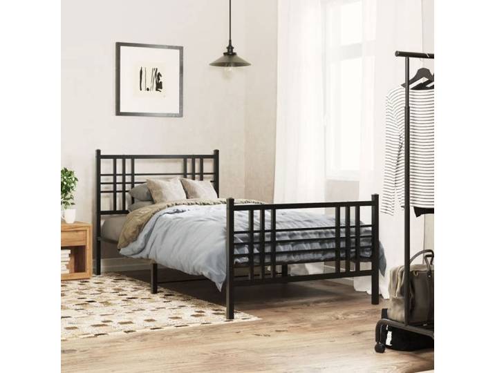 Cadre de lit - - métal - (1 pc) - pour adulte/enfant - (1 pc) - pour adulte/enfant - noir - sans matelas - 100 x 190 cm@gbd43