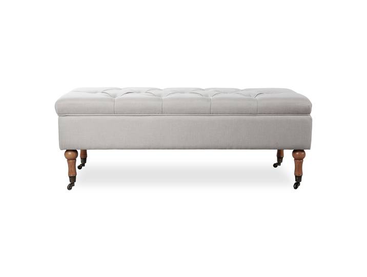 Intensedeco - Banquette Coffre Capitonnée Philippine Tissu Beige