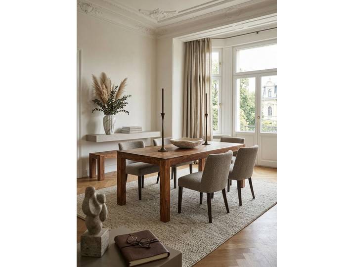 KADIMA DESIGN Esstisch Esszimmertisch MUMBAI 200x100x76 cm Massivholz Esstisch Küchentisch (Speisetisch Holz), Zeitlos, Küchentisch Rechteckig, Holztisch Esszimmer Schlicht, Großer