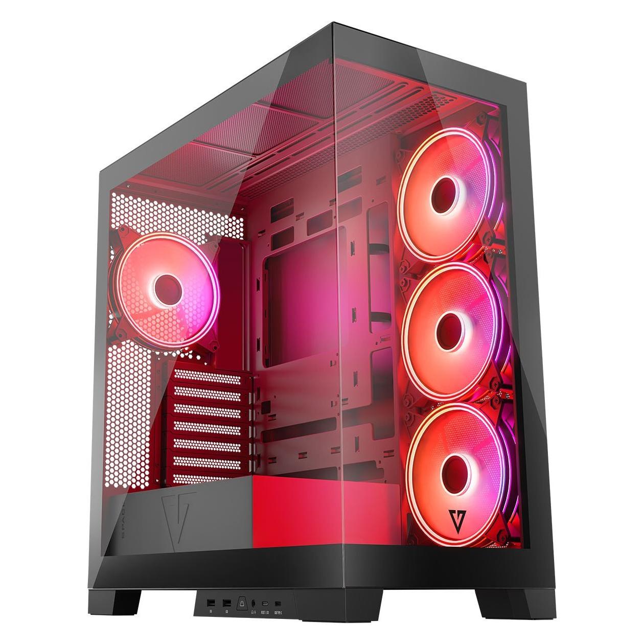 Modecom Computergehäuse Volcano SPACE APEX ARGB MIDI USB 3.0 X 2 CYPE-C (ATX, mATX, Mini-ITX) (AT-SPACE-PG-10-000000-0002)