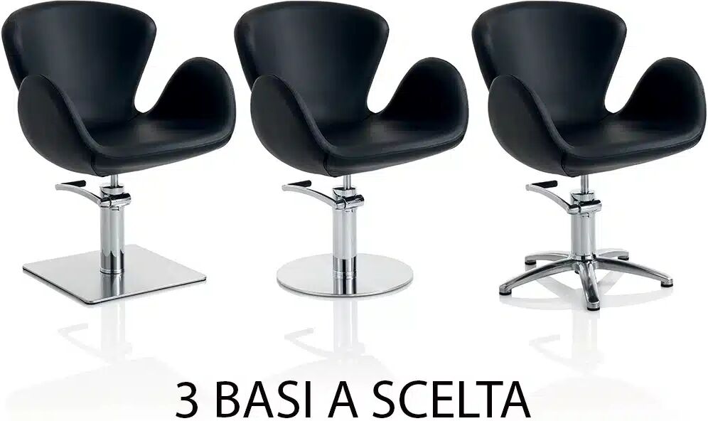 Xanitalia Poltrona Parrucchiere Hair Charlotte XaniPro in Ecopelle Nera – Base a Stella, Quadrata o Tonda QUADRATA