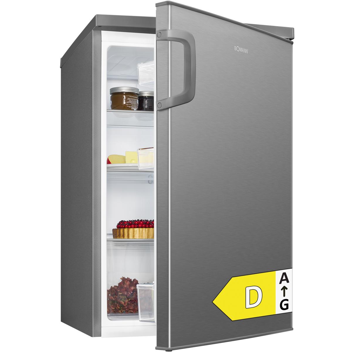 Bomann Kühlschrank ohne Gefrierfach | | 85cm | leise | 3 Ablagen | Türanschlag wechselbar | 133L | Kühlschrank klein | VS 2195.1 inox