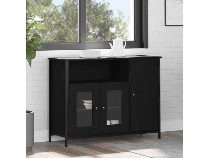 Noir Commode Salon CHIC Buffet bas/Cabinet 1 PC Chêne noir 100x35x75 cm N15539