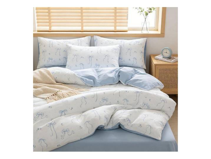 LuxusKollektion Jugendbettwäsche Bettwäsche 220x240 3tlg Mädchen Blumen Schleifen