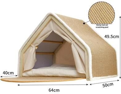 Uplifted Finds Cat Nest Semi Enclosed Winter Warm Cat House With Sisal Scratching Surface 64 X 50 X 49 Cm
