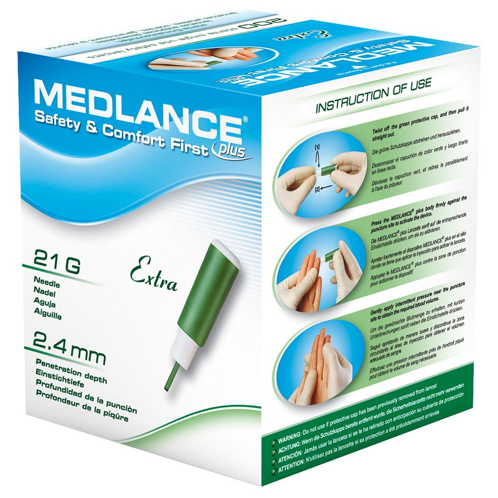 Medlance plus Extra Sicherheitslanz.21 G 2,4mm 200 St Lanzetten