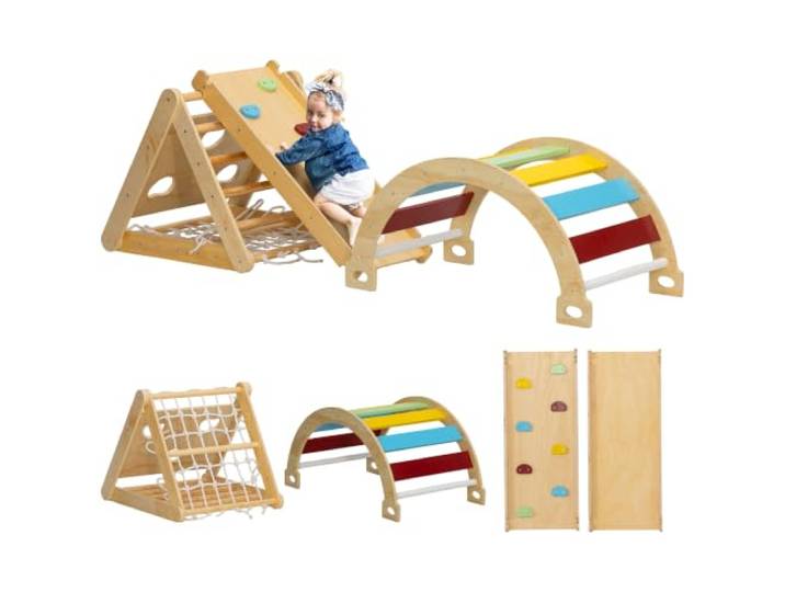 AIYAPLAY 7-in-1 Montessori Klettergerüst Kinder 1,5-4 Jahre Mehrfarbig
