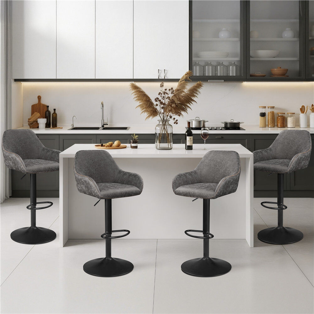Yaheetech Rotatable and Height-adjustable Bar Stool Grey 53.5cm W X 49.5cm D