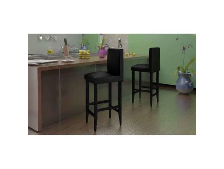 VIHHQGC Barhocker Set 4 STK Schwarz Kunstleder Holzbeine Gepolstert 4er Set, Kunstlederbezug, Holzbeine, pflegeleichte Oberfläche, belastbar bis 110kg