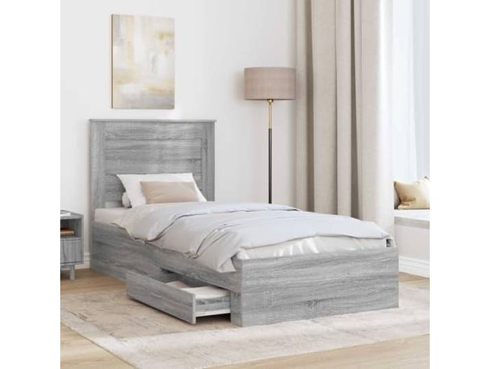 SKTQYQO Bettgestell mit Schublade und Kopfteil, aus mehrschichtigem Holz Modernes Design, glatte Oberfläche, platzsparend, robuster Rahmen